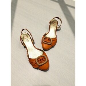 Seychelles Lily Slingback Sandals Orange Leather Buckle Women's Shoes Size 9